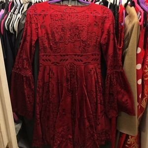 Dark Red Lace Dress